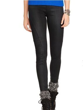 Polo Ralph Lauren Women 25 Black Pull On Skinny Bond Denim Leggings Jeans